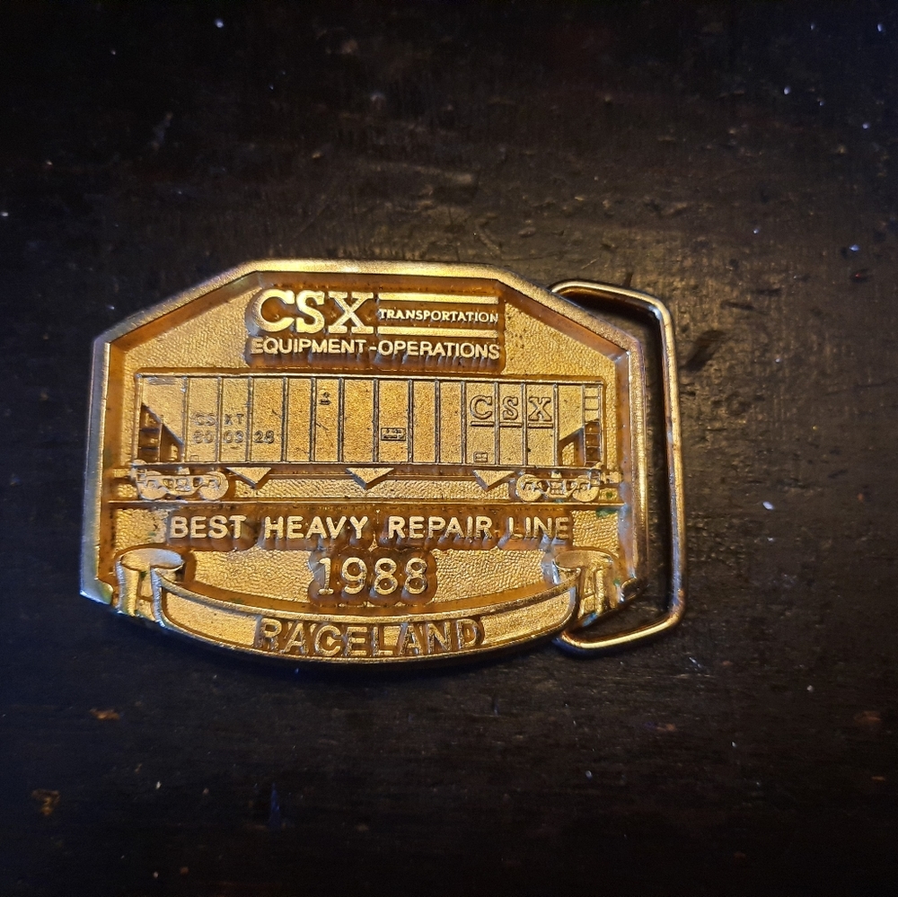 Solid Brass CSX Raceland Belt Buckle 1988